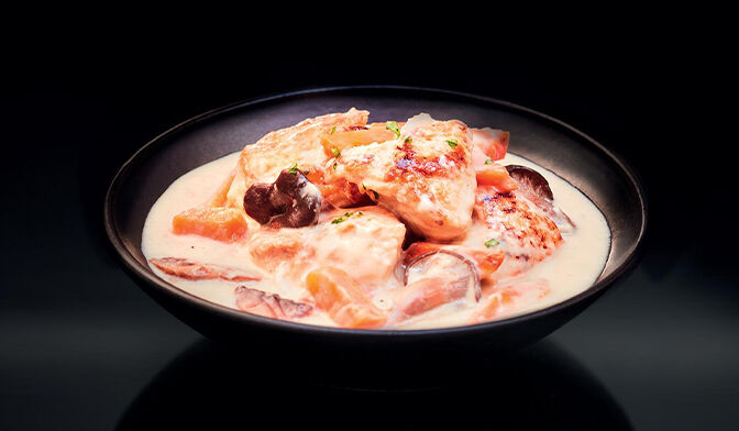 Dinde, sauce aux champignons et au Jurançon