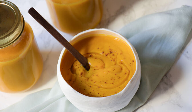 Velouté patate douce-lait de coco par Anne-Sophie Vidal