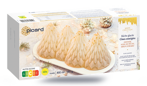 Bûche glacée Cîmes enneigées : amande, noix de pécan, sirop d'érable