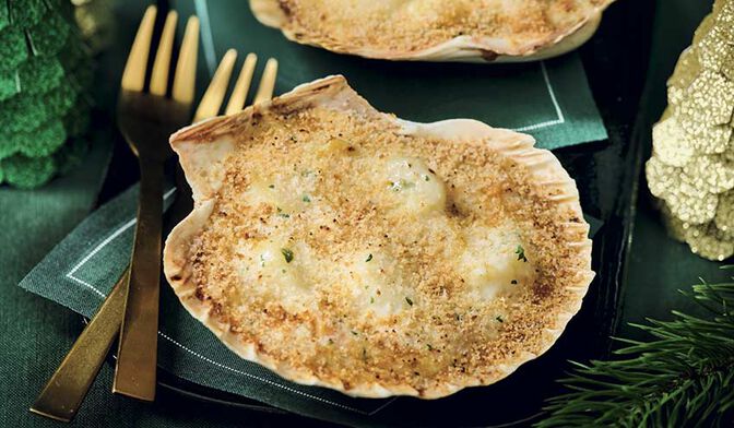 2 coquilles aux noix de Saint-Jacques