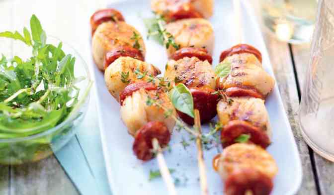 Brochettes de Saint-Jacques et chorizo