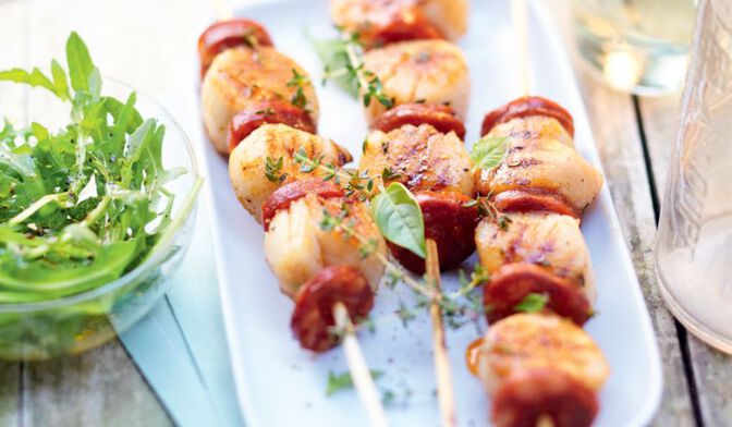 Brochettes de Saint-Jacques et chorizo