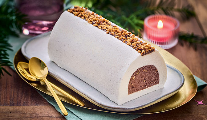 Bûche glacée vanille chocolat, noisette, 8 parts — vue 3