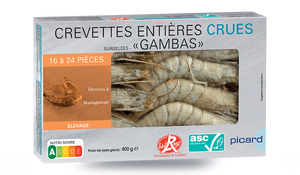 Crevettes entières tropicales crues Label Rouge ASC