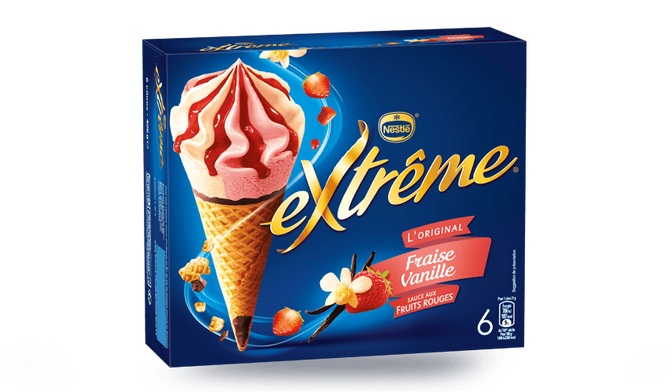 6 cônes Extrême Vanille Fraise