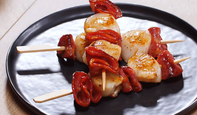 Brochettes de Saint Jacques au chorizo Picard