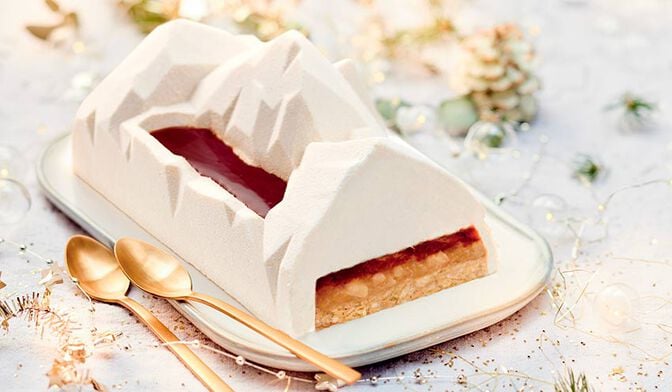 Bûche pâtissière poire-caramel