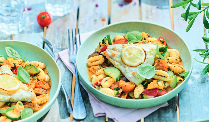 Poêlée de gnocchis et filet de lieu  par @claire.happydiet
