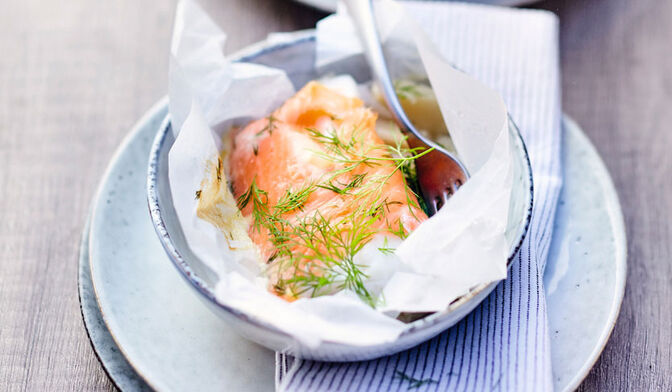 Papillote de cabillaud au saumon fumé