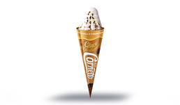 C&ocirc;ne Cornetto stracciatella <(>&<)> sauce caramel