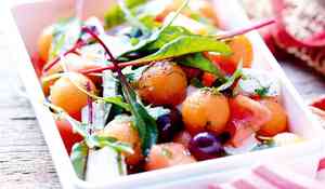 Salade de melon, pastèque à la menthe et feta