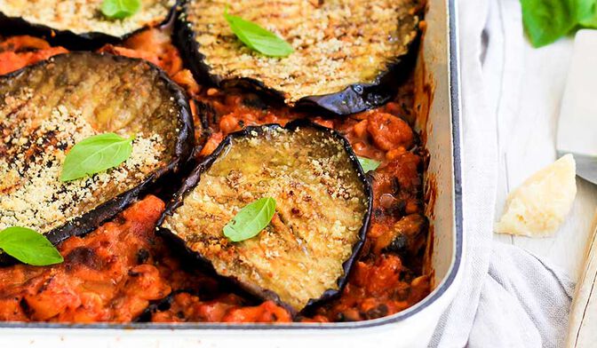 Lasagnes d’aubergines grillées aux fruits de mer