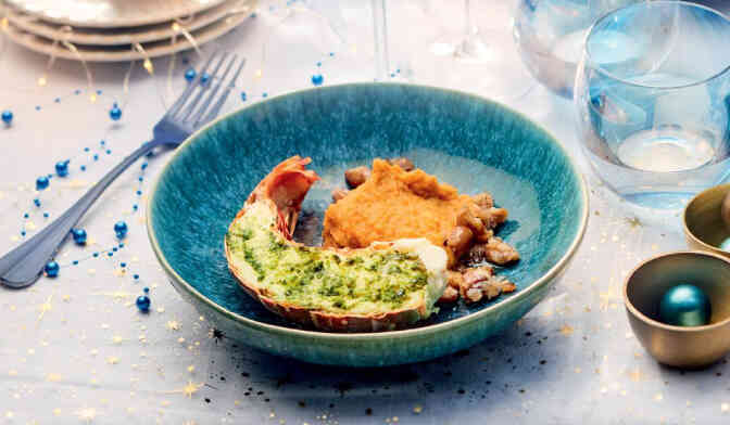 Queue de langouste rôtie au beurre de gingembre