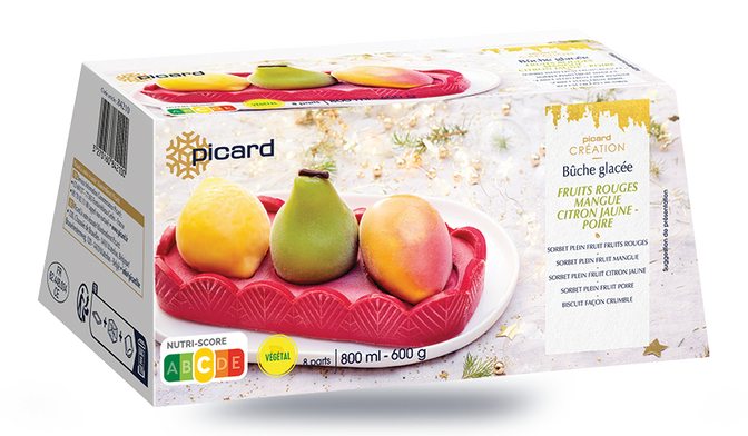 Bûche glacée fruits rouges mangue citron jaune poire
