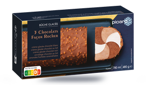 Bûche glacée 3 chocolats façon rocher