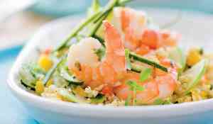 Salade de quinoa, crevettes et pommes vertes