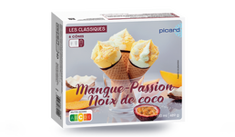 6 c&ocirc;nes mangue-passion et noix de coco