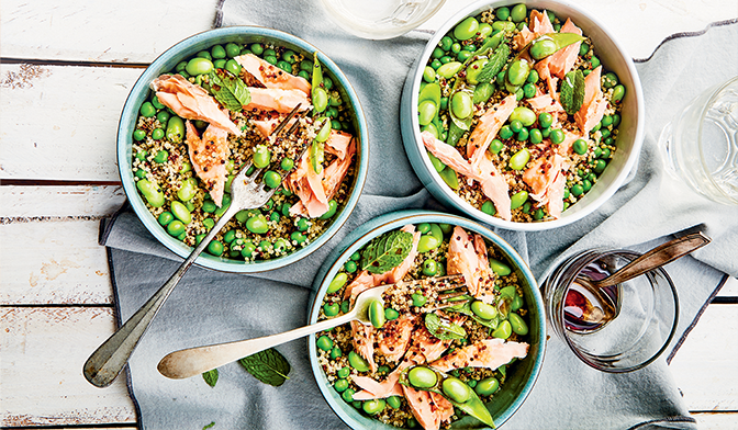 Salade tiède quinoa et saumon par Clémentine Vaccon du blog CLEMFOODIE