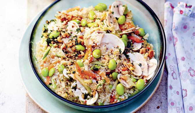 Salade colorée quinoa, edamame et légumes