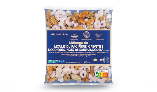 M&eacute;lange de moules du Pacifique ASC, crevettes nordiques,