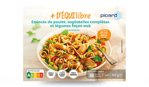 Emincés de poulet, tagliatelles, légumes façon wok