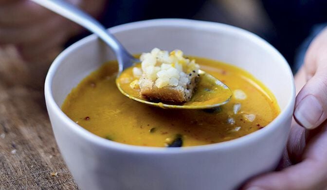 Soupe de potiron au pain céréales