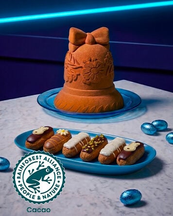 Visuel de desserts de P&acirc;ques  au chocolat avec du caco rainforest alliance