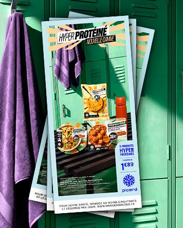 "Affiche promotionnelle Hyper prot&eacute;ine, nouvelle gamme