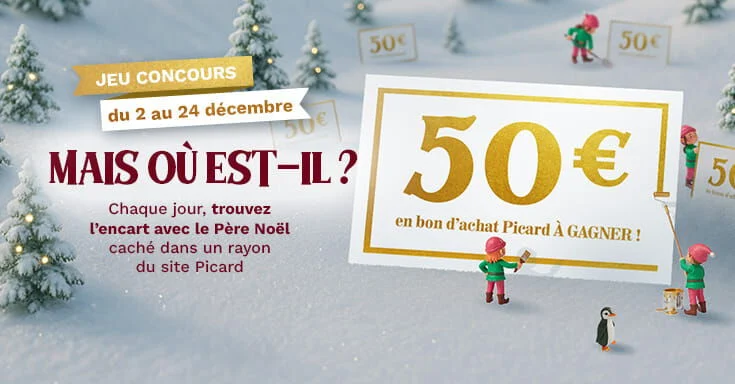 Jeu concours - Chaque jour trouvez le père noël caché dans un rayon du site Picard.fr