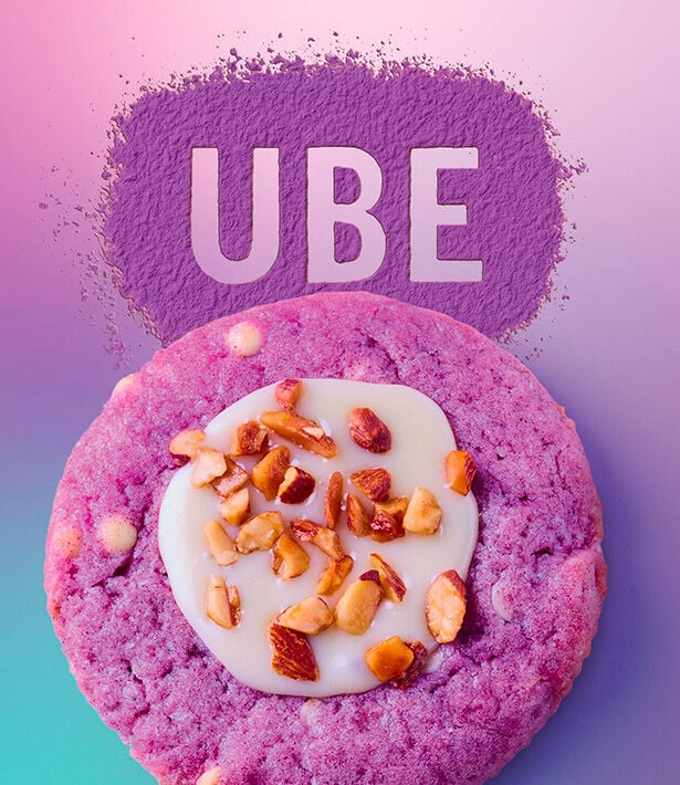 visuel d'un cookie &agrave; l'ub&eacute;, igname violette sur fond violet