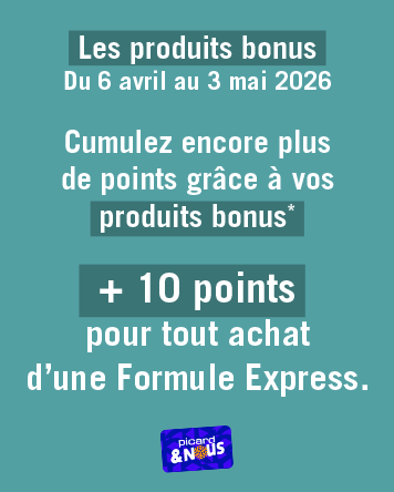 Offre fid&eacute;lit&eacute; Picard : du 6 avril au 3 mai 2026, gagnez 10 points bonus pour l&rsquo;achat d&rsquo;une Formule Express.