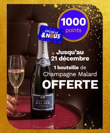 Découvrez l'offre Picard & Nous : une bouteille de champagne Malard offerte jusqu'au 21 décembre avec 1000 points
