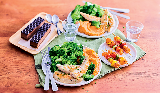 Menu &eacute;quilibr&eacute; avec entremets au chocolat