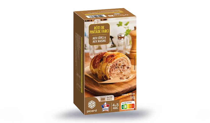 Rôti de pintade farci, farce aux cèpes et aux raisins — vue 2