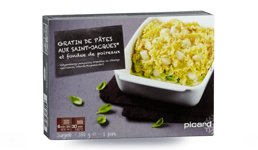 Gratin De Pates Aux Saint Jacques Et Fondue De Poireaux Surgeles