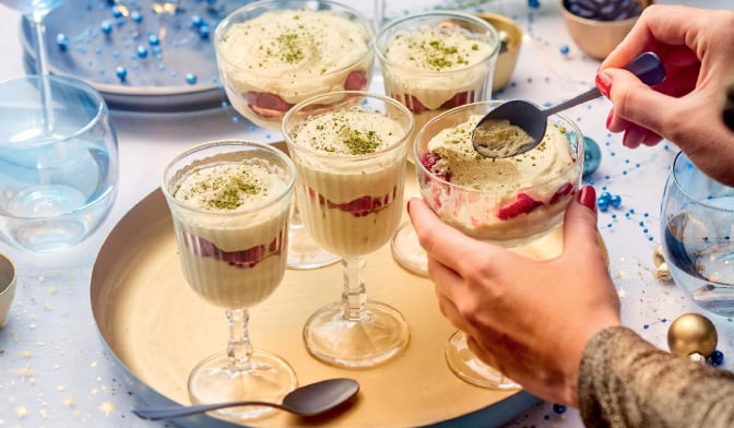 Tiramisu matcha-framboise