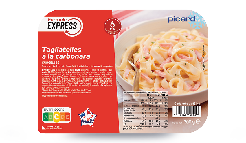 Tagliatelles A La Carbonara Surgeles Les Plats Cuisines Picard