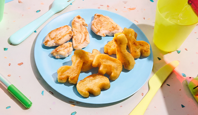 Aiguillettes de poulet et pommes de terre pr&eacute;fites