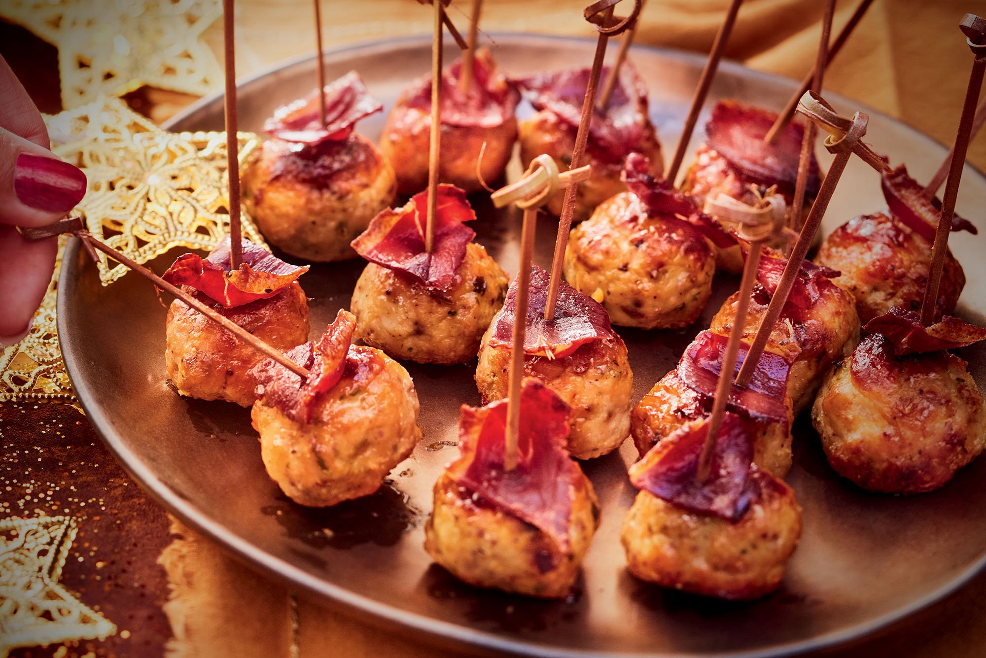 Boulettes de dinde au sirop d&rsquo;&eacute;rable, chips de magret