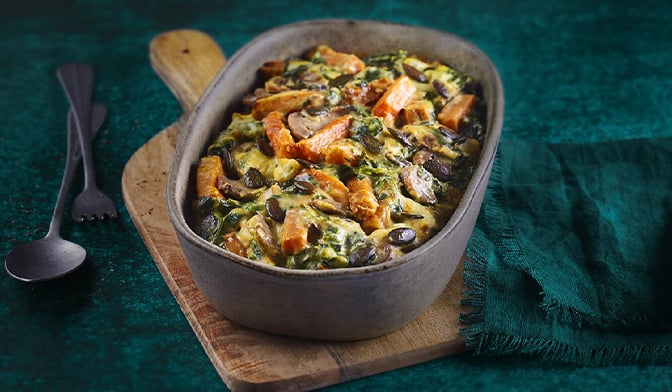 Gratin de patate douce, champignon, épinard — vue 2