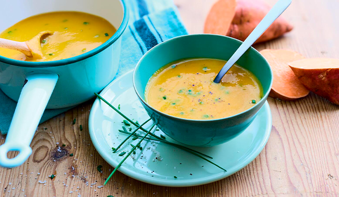 Velouté patate douce, carotte jaune, ciboulette — vue 2