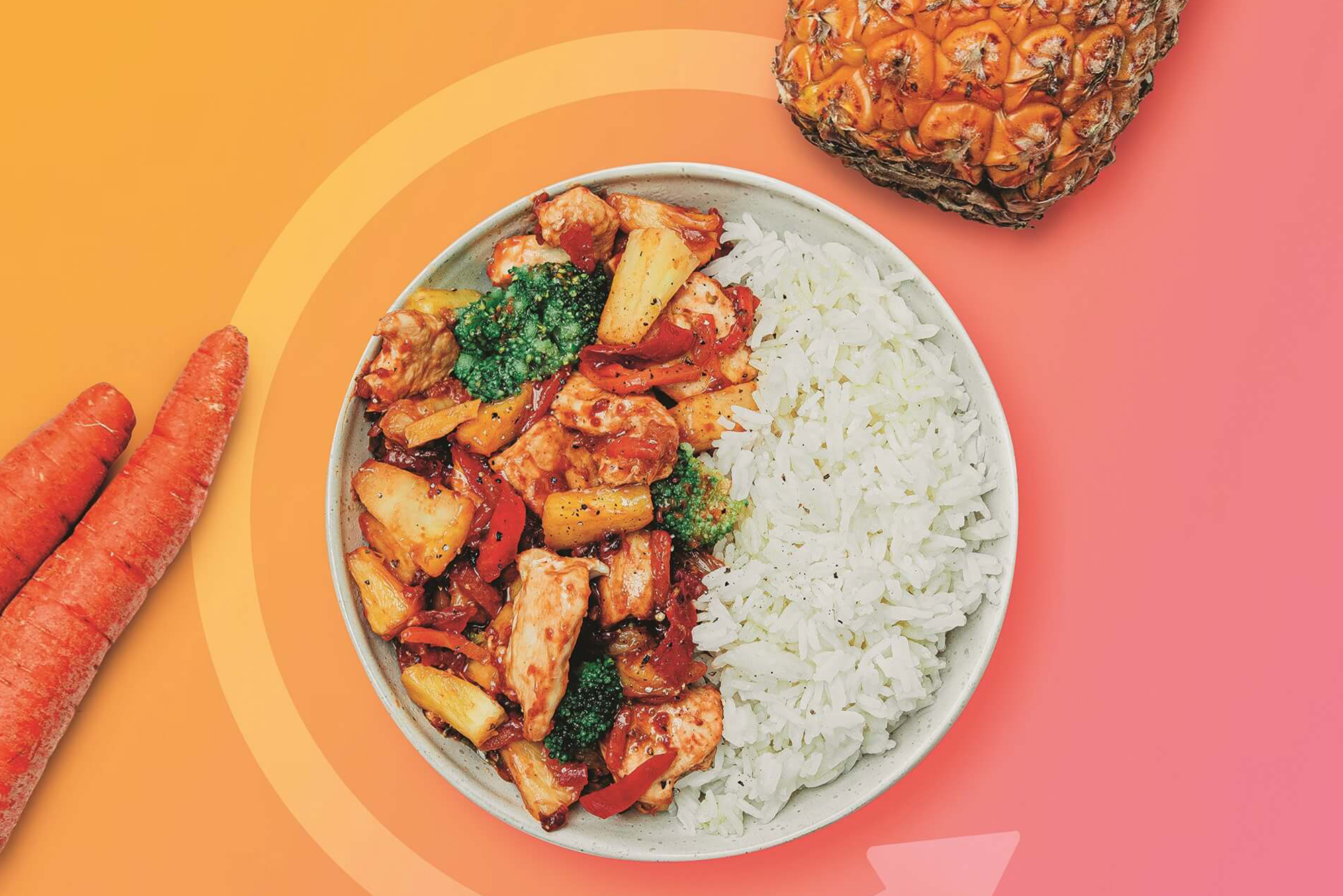 Wok de poulet &agrave; l'ananas