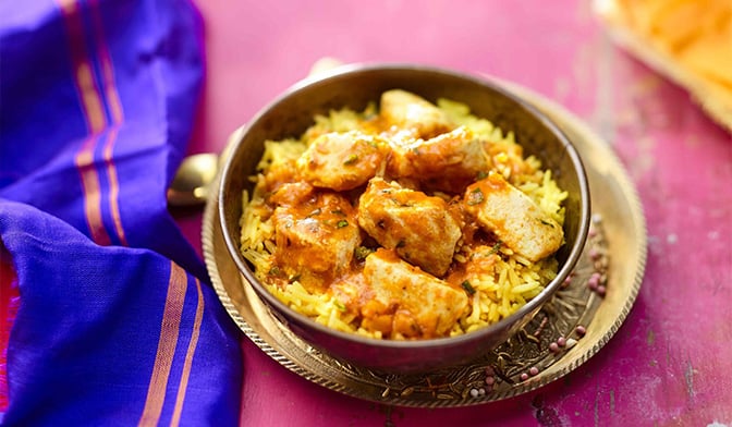 Butter chicken et riz pilaf — vue 2