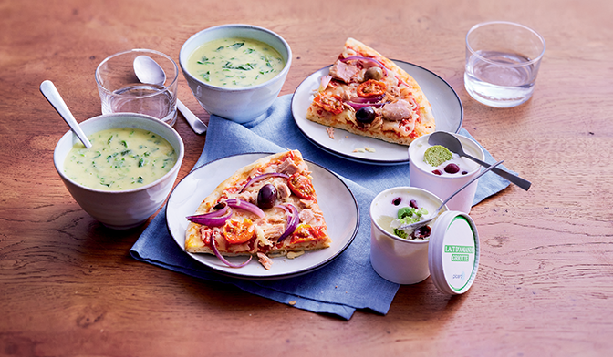 Menu &eacute;quilibr&eacute; avec pizza