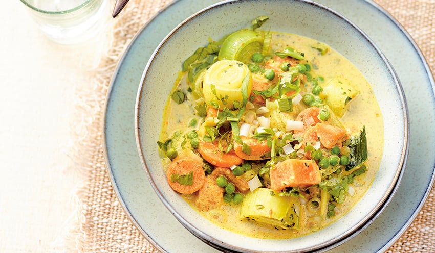 Curry de l&eacute;gumes au lait de coco