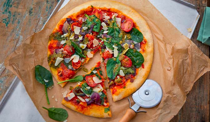 Pizza légumes, pesto, parmigiano reggiano — vue 2
