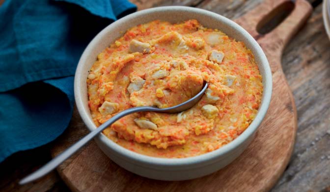Purée pomme de terre, duo de carottes et poulet — vue 2