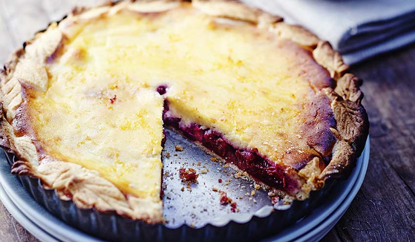 Tarte &agrave; la ricotta et griottes