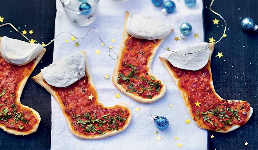 Mini-pizzas bottes de No&euml;l