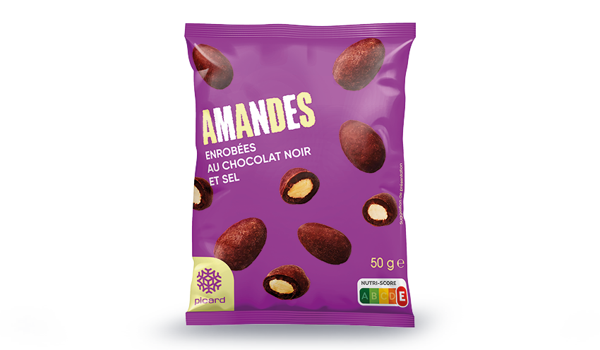 Amandes enrobées de chocolat et sel — vue 2